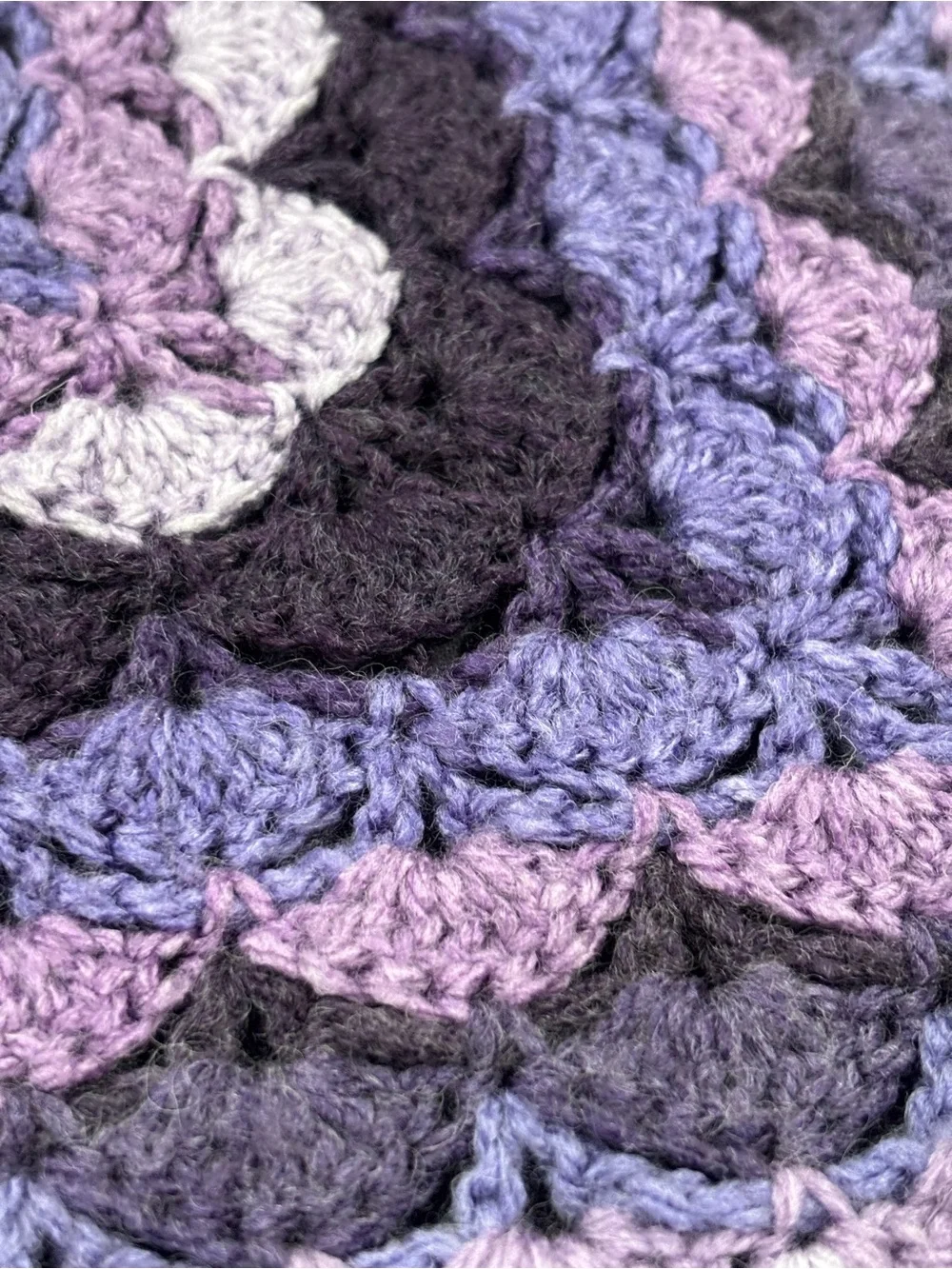 Grandma Core Handmade Crochet Throw Blanket Multi Shade of Purple
